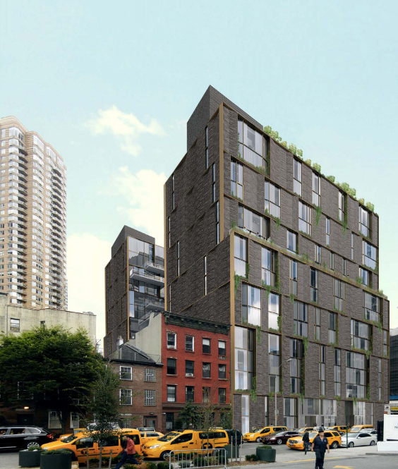 Architect rendering of the proposed building at 505 West 43rd Street.  Image credit:  ODA