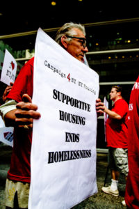 Campaign 4 NY/NY coalition rallies in support of a Statewide supportive housing agreement. Image credit: Campaign 4 NY/NY