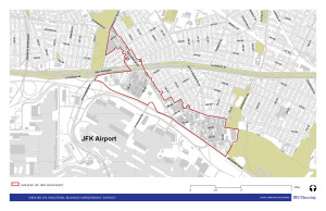 The boundary lines of the proposed Greater JFK IBID. Image credit: Urbanomics/BFJ Planning